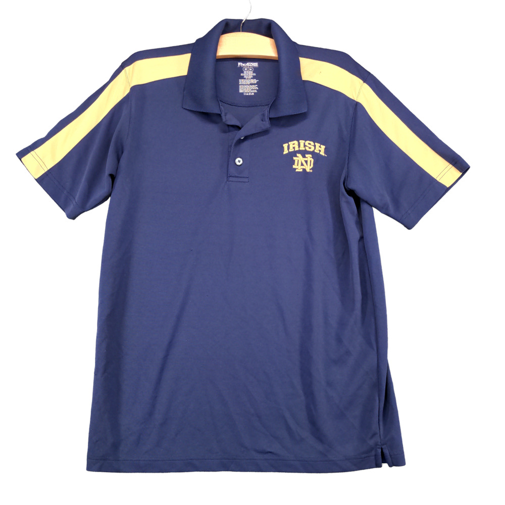 Pro Edge Men's Polo Shirt Blue Medium Short Sleeve Pullover Notre Dame Irish